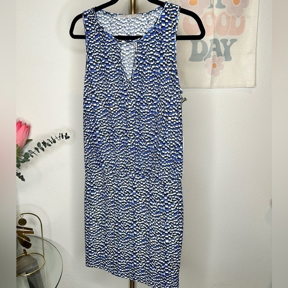 NWT- Susana Monaco Black and Blue Patterned Tank sheath dress - Picture 1 of 3